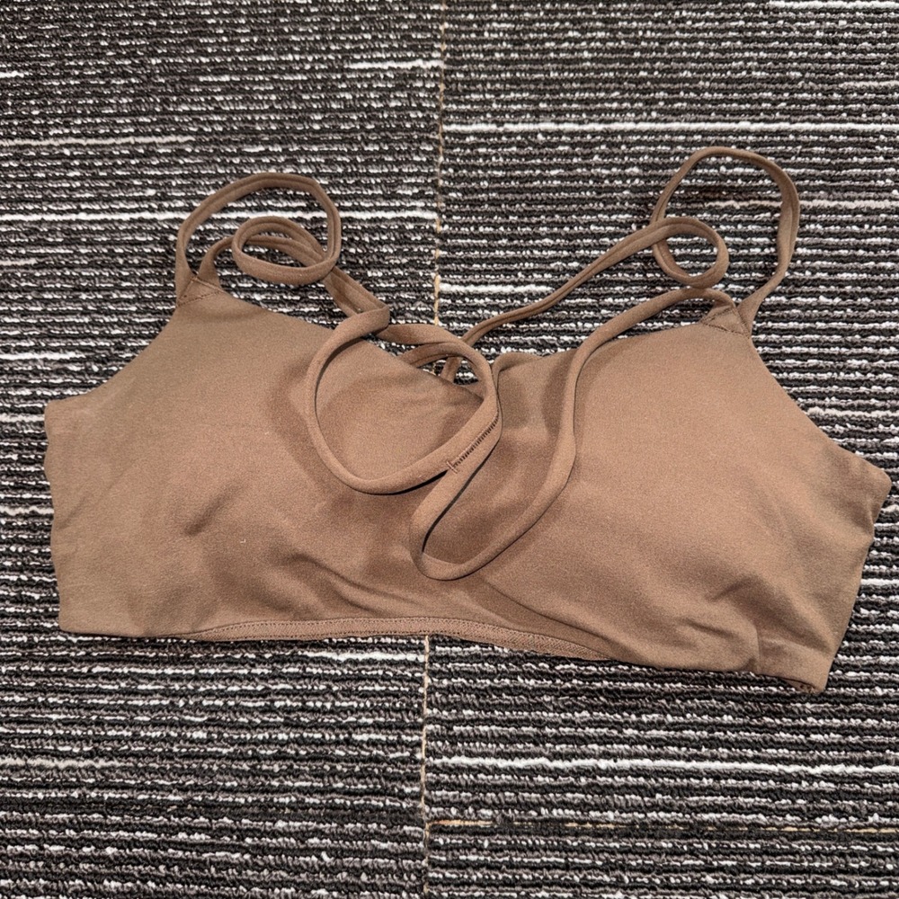 Colorfulkoala Dreamlux Strappy Sports Bra Womens L Cocoa Brown NEW Activewear